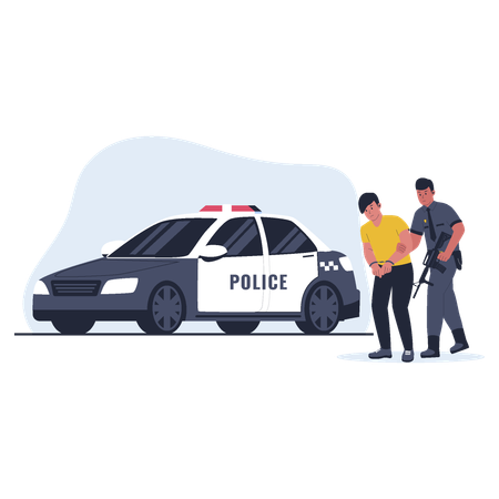 Police officers of arresting criminal  Illustration