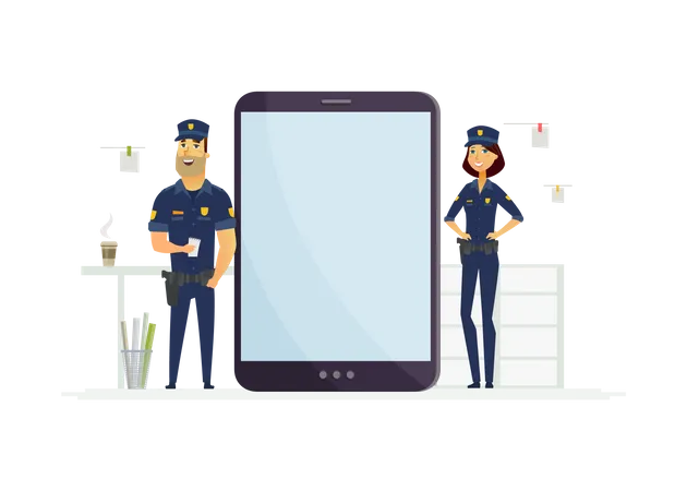 Police officers on duty  Illustration