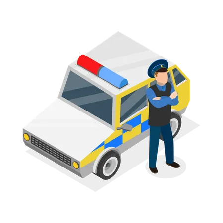 3 D Isometric Flat Vector Illustration Of Police Patrol Crime Punishment And Law Enforcement Item 2 Illustration