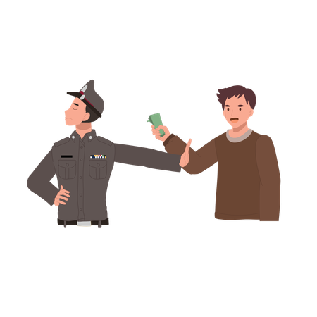 Police refuses to accept corrupted money  Illustration