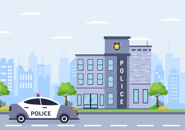 Police Station Building  Illustration