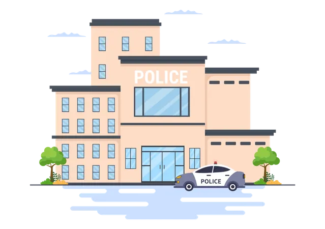 Police Station Building  Illustration