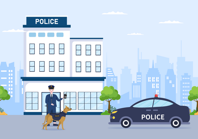 Police Station Building  Illustration