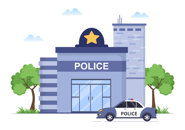 Police Station Building  Illustration