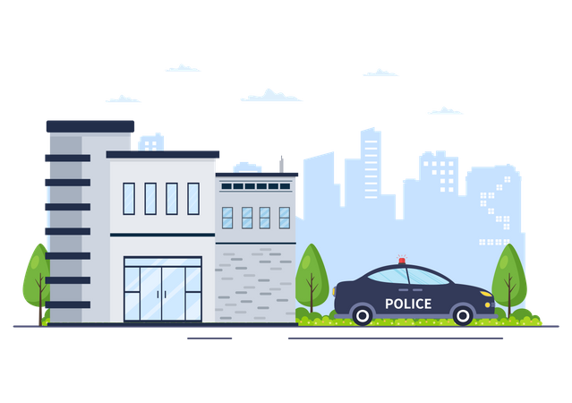 Police Station Department Building  Illustration