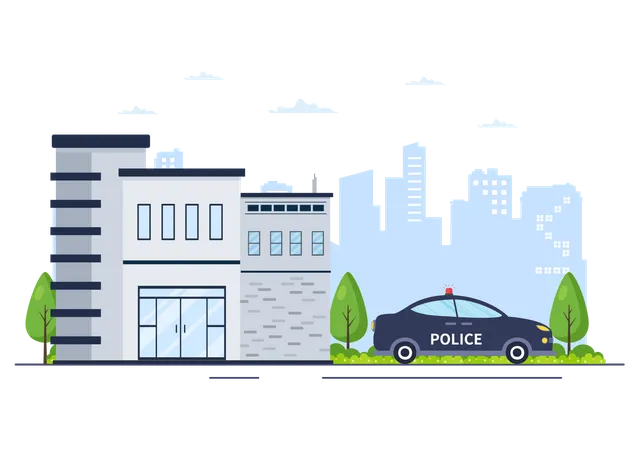 Police Station Department Building  Illustration