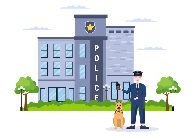 Police Station Department  Illustration