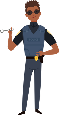 Police With Hand Handcuff Illustration