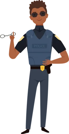 Police With Hand Handcuff Illustration