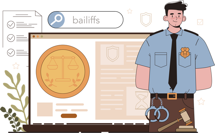 Police works for citizens security  Illustration