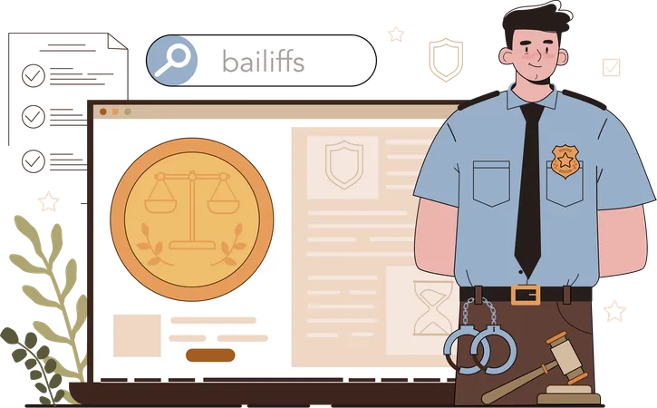 Police works for citizens security  Illustration