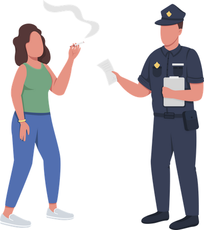 Policeman giving fine for smoking Illustration