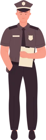 Policeman holding file  Illustration