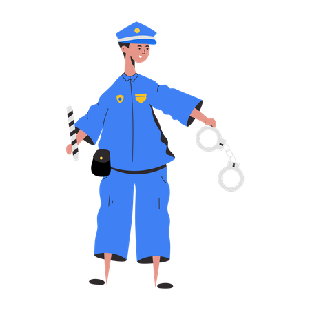 Policeman holding hand cuff  Illustration