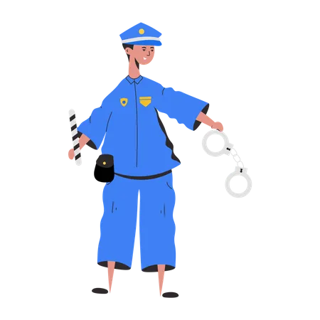 Policeman holding hand cuff  Illustration