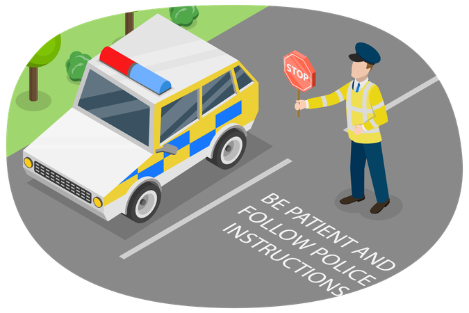 Policeman Holding Stop Sign  Illustration