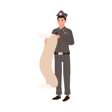 Policeman is charging fine for traffic violation  イラスト