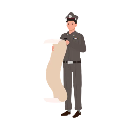 Policeman Is Charging Fine For Traffic Violation イラスト