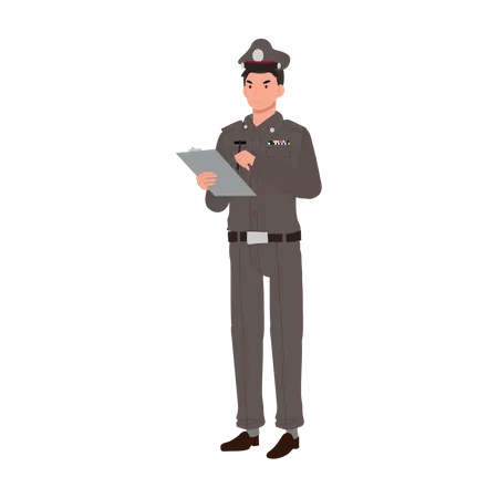 Policeman is charging fine for traffic violation  Illustration