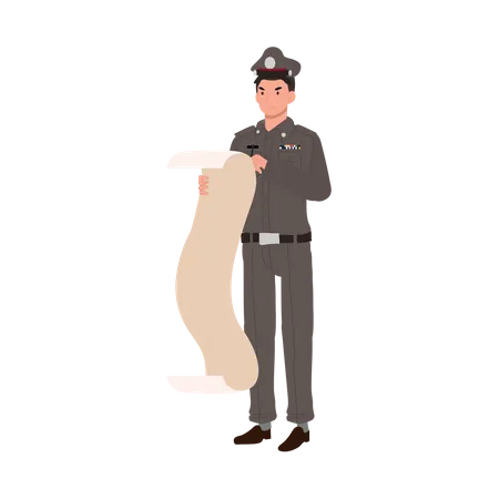 Policeman is charging fine for traffic violation  Illustration