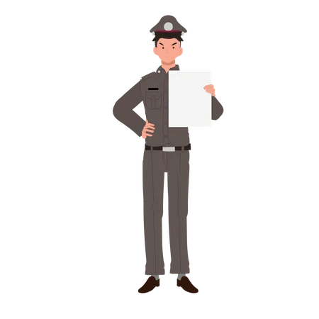 Policeman is charging fine for traffic violation  Illustration