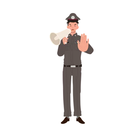 Policeman is controlling traffic  Illustration