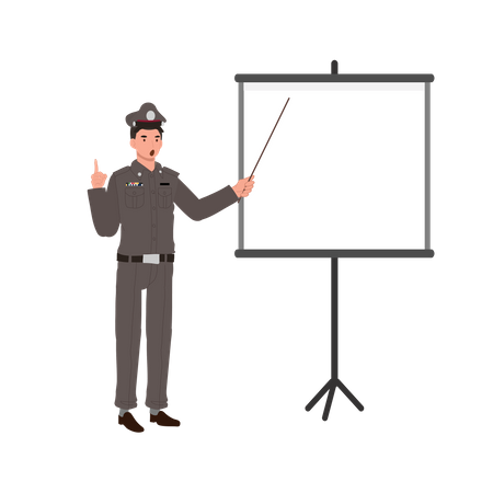Policeman is giving training to other cops  Illustration