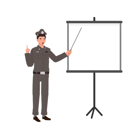 Policeman is giving training to other cops  Illustration