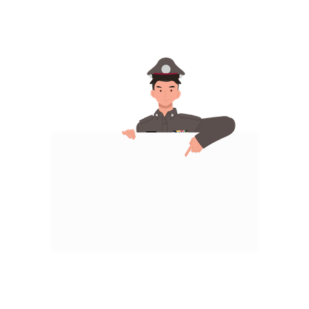 Policeman is holding white board for information  Illustration