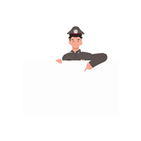 Policeman Is Holding White Board For Information Illustration