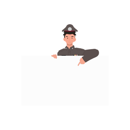 Policeman is holding white board for information  Illustration