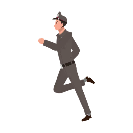 Policeman Is Trying To Catch Thief Illustration