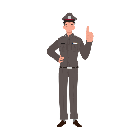 Policeman showing approval to traffic  Illustration