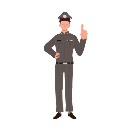 Policeman showing approval to traffic  Illustration