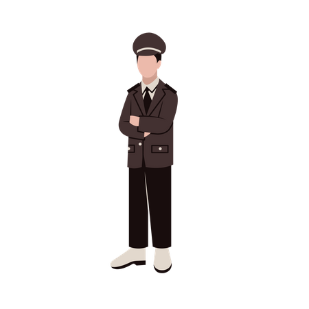 Policeman standing at duty Illustration