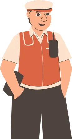 Policeman standing confidently in police uniform  Illustration