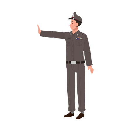 Policeman stops the traffic  Illustration