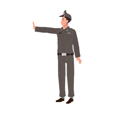 Policeman stops the traffic  Illustration