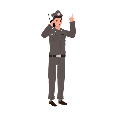 Policeman talking on walkie talkie  Illustration