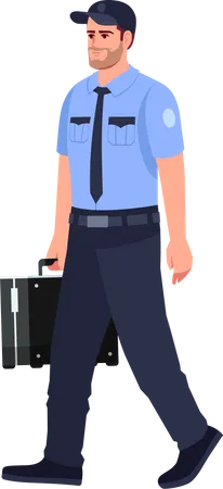 Policeman with briefcase  Illustration