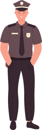 Policeman with hands in pocket  Illustration