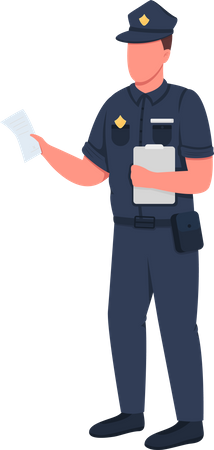 Policeman with penalty ticket Illustration