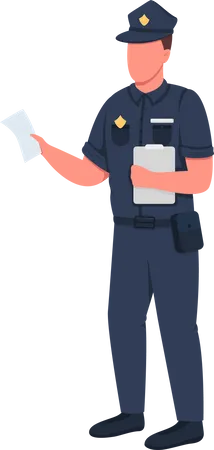 Policeman with penalty ticket Illustration