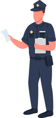 Policeman with penalty ticket  Illustration