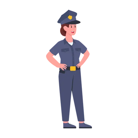 A Professional Character Of Policewoman Illustration
