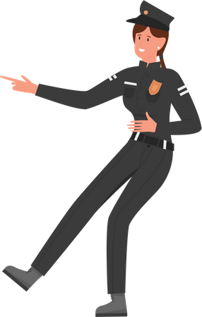 Policewoman showing right side  Illustration
