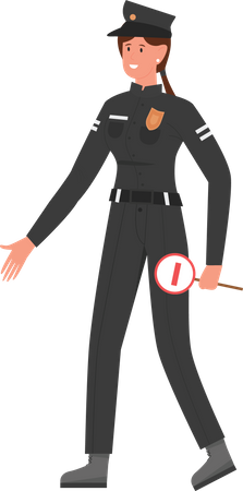 Policewoman with stop  Illustration