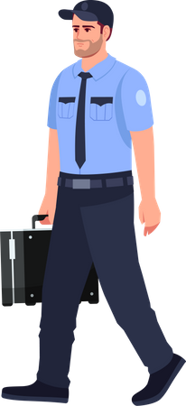 Policía con maletín  Ilustración