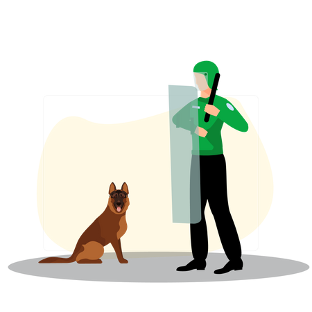 Polícia de segurança com cachorro  Illustration