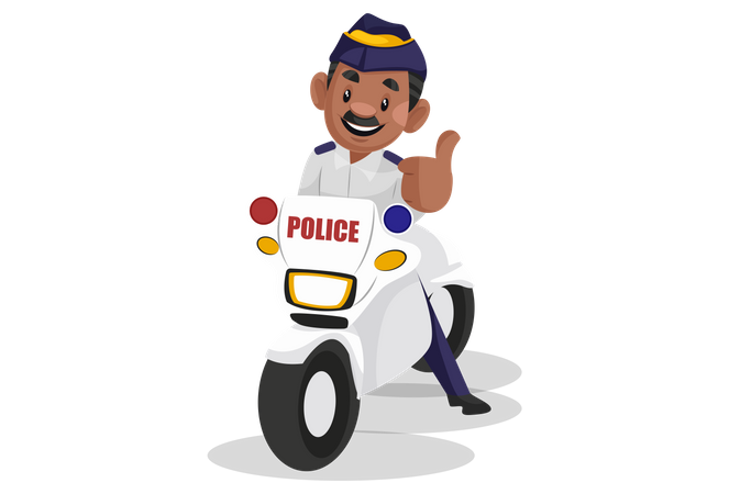 Polícia de trânsito andando de bicicleta  Ilustração
